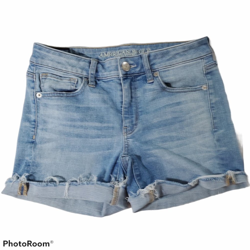 American Eagle Midi Cutoff Denim Jean Shorts